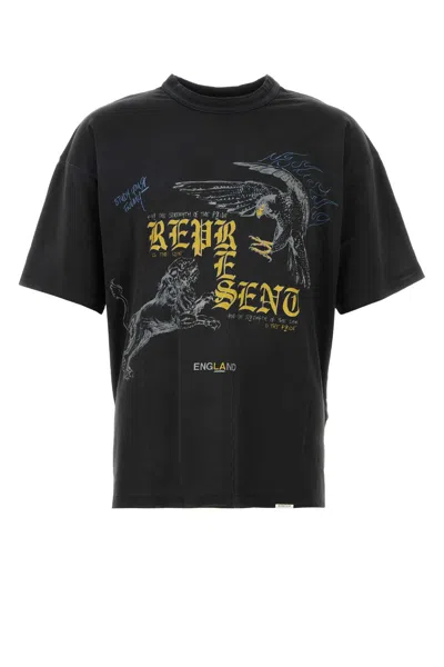 Represent Slate Cotton Blend T Shirt In Black