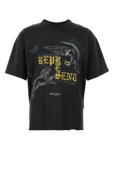 Represent Slate Cotton Blend T-shirt In Black
