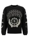 Represent Cotton Sweatshirt With Distressed Effect In Black