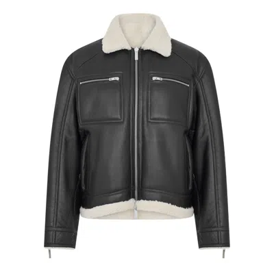 Represent Slim-fit Leather Jacket In Black