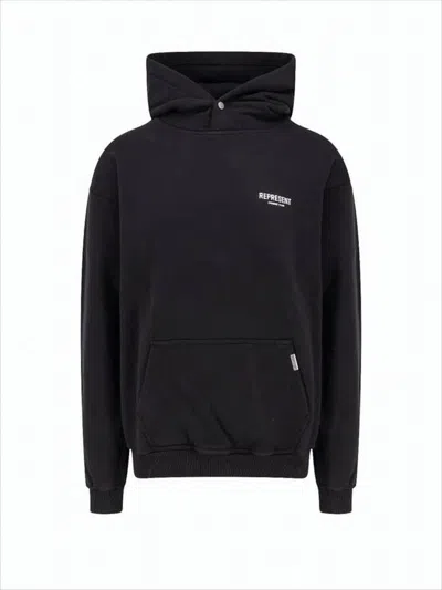 Represent Solid Black Hoodie With Front Kangaroo Pocket