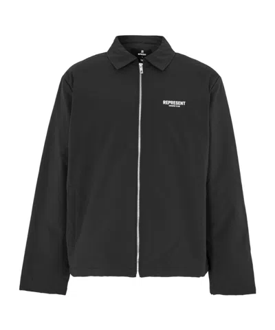 Represent Solid Color Casual Jacket In Black