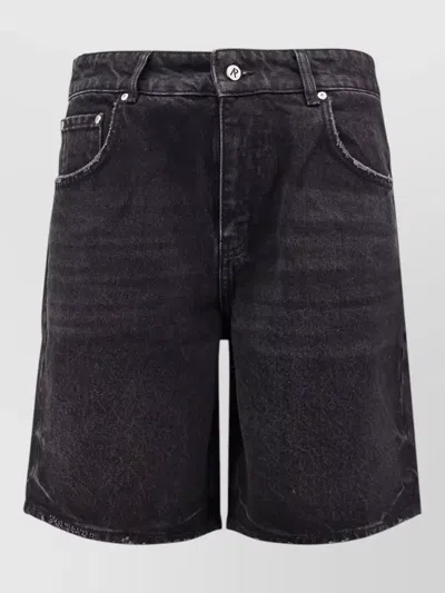 Represent Stonewashed Denim Bermuda Shorts Belt Loops In Blue