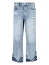 Represent Straight Leg Trousers With Distressed Style In Blue