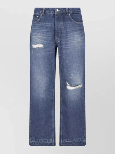 Represent Blue Heaton Destroyed Straight-leg Cotton Denim Jeans