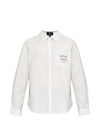 Represent Striped Logo-print Shirt In Neutral