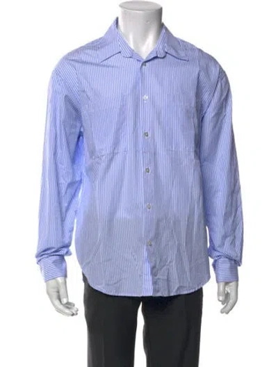 Pre-owned Represent Striped Long Sleeve Dress Shirt In Blue