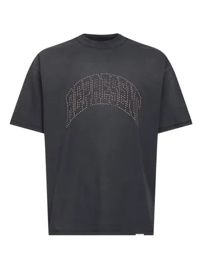 Represent Black T-shirt With Logo Lettering On The Front And Faded Effect In Cotton Man In Gray