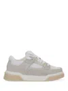 Represent Mesh And Suede Low-top Sneakers With Perforated Design In Neutral