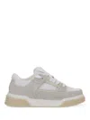 Represent Mesh And Suede Low-top Sneakers With Perforated Design In Gray
