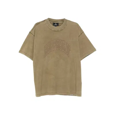 Represent Green T-shirt With Logo Lettering On The Front And Faded Effect In Cotton Man