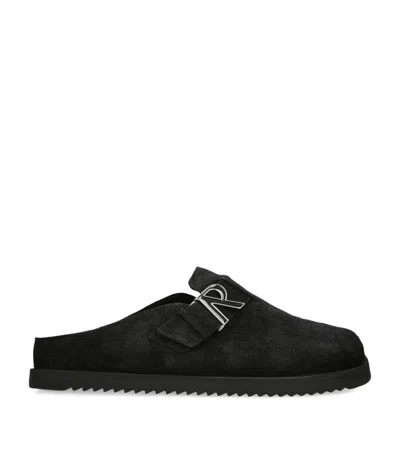 Represent Suede Initial Mules In Black