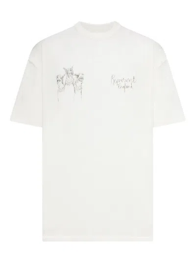 Represent Crew Neck Cotton T-shirt With Print In White