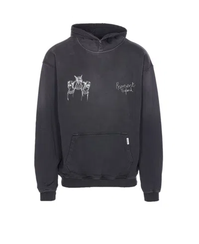 Represent Graphic Hooded Sweater Kangaroo Pocket In Blue
