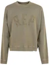 Represent Washed Effect Logo Detail Ribbed Sweatshirt In Fawn