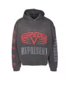 Represent Grey Hoodie With Maxi Logo Print On Front And Rear And Dropped Shoulders In Cotton Man In Gray