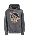 Represent Black Hoodie With Graphic Print On Front And Back And Faded Effect In Cotton Man In Gray