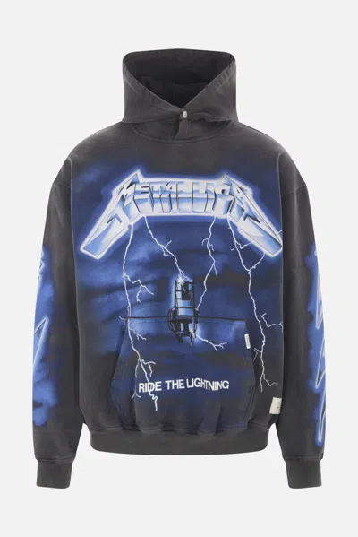 Represent 'ride The Lightning X Metallica' Gray Hoodie With Front And Back Print In Grey