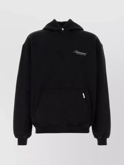 Represent Sweatshirt Cotton Front Pocket Hooded Design In Black