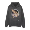 Represent Black Hoodie With Graphic Print On Front And Back And Faded Effect In Cotton Man In Gray