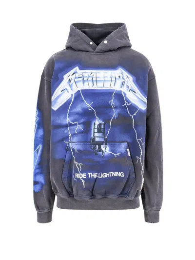 Represent 'ride The Lightning X Metallica' Gray Hoodie With Front And Back Print In Grey
