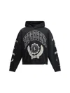 Represent Cotton Hooded Sweatshirt With Distressed Effect In Black