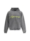 Represent Mens Script Logo Zip-up Cotton Hoody Vintage Grey In Gray