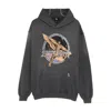 Represent Black Hoodie With Graphic Print On Front And Back And Faded Effect In Cotton Man In Gray