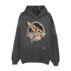 Represent Black Hoodie With Graphic Print On Front And Back And Faded Effect In Cotton Man In Gray