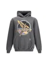 Represent Black Hoodie With Graphic Print On Front And Back And Faded Effect In Cotton Man In Gray
