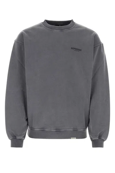 Represent Charcoal Cotton Sweatshirt In Grey