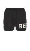 Represent Black Swim Shorts With Elastic Drawstring Waist And Logo Lettering Print In Tech Fabric Man