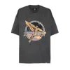 Represent Black Crew Neck T-shirt With Graphic Print On Front And Back And Faded Effect In Cotton Man In Gray