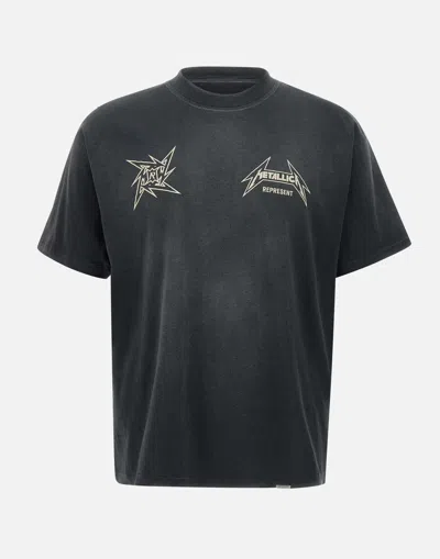 Represent Slate Cotton Blend T-shirt In Black