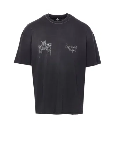 Represent Graphic Print Crewneck Short Sleeve T-shirt In Black