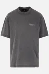 Represent Grey Crew Neck T-shirt With Logo On Front And Back And Faded Effect In Cotton Man In Gray