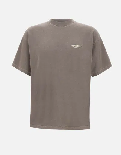 Represent Owners Club Logo Cotton T-shirt In Neutrals