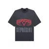 Represent Grey Crewneck T-shirt With Maxi Logo Print On Front And Rear In Cotton Blend Man In Black