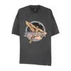 Represent Black Crew Neck T-shirt With Graphic Print On Front And Back And Faded Effect In Cotton Man In Gray