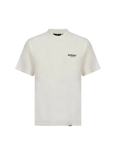 Represent White T-shirt With Logo On The Front And Maxi Logo On The Back In Cotton Man