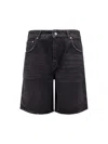 Represent Tailored Stone-washed Denim Bermuda Shorts In Black