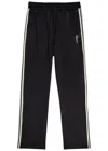 Represent Mens Embroidered-logo Striped-panel Stretch-woven Jogging Bottoms Jet Black In Black