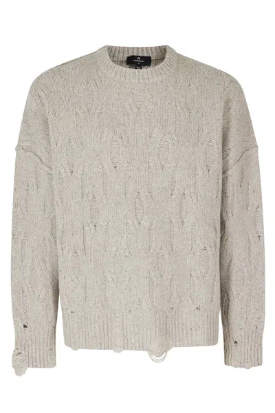 Represent Taupe Distress Oversized Distressed Wool-blend Sweater In Gray