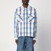 Represent Blue Shirt With Classic Collar And All-over Check Motif In Blue