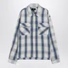Represent Blue Shirt With Classic Collar And All-over Check Motif In Cotton Blend Man In Blue