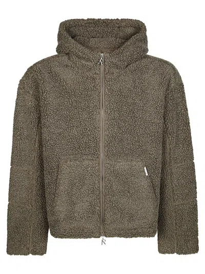 REPRESENT REPRESENT TEXTURED BROWN HOODED FLEECE JACKET