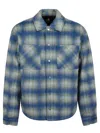 Represent Textured Plaid Overshirt Chest Pockets In Electric Blue