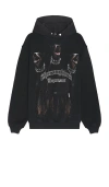 Represent Black Hoodie With Fixed Hood And Maxi Print On The Front In Cotton Man In 复古黑色