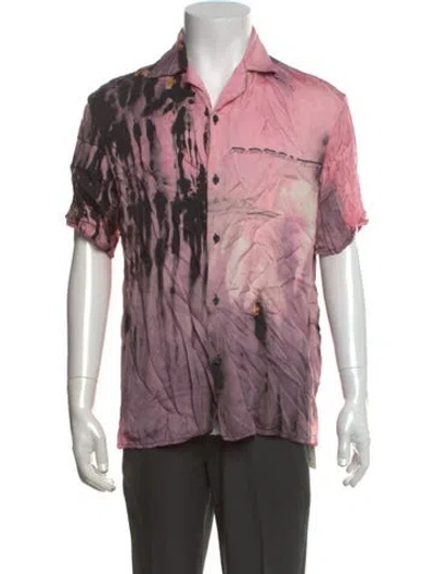 Pre-owned Represent Tie-dye Print Short Sleeve Shirt In Pink