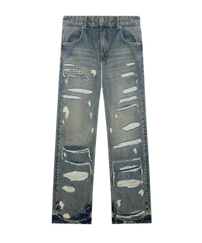 Represent Torn Denim Trousers In Gray